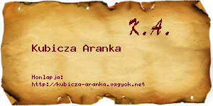 Kubicza Aranka névjegykártya