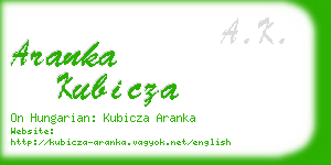 aranka kubicza business card